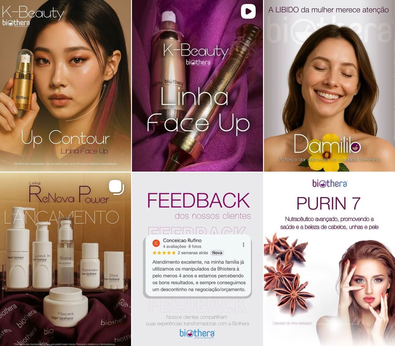 Posts de Instagram da Biothera Fórmulas